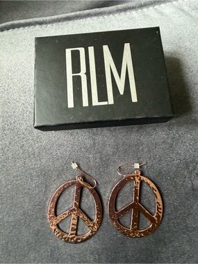 RLM Copper Peace Sign Dangle Earrings